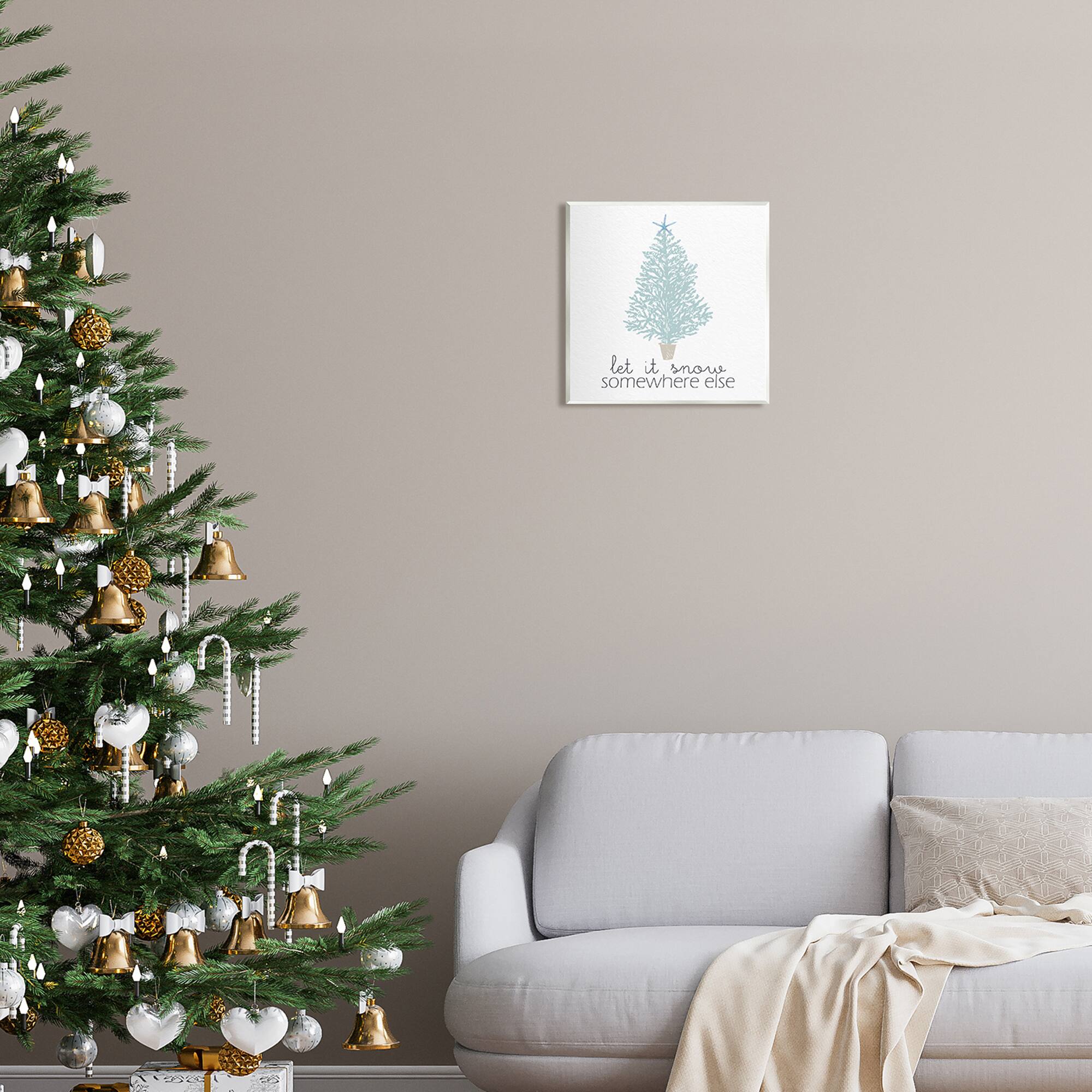 Stupell Industries Snow Somewhere Else Holiday Tree Wall Plaque Art